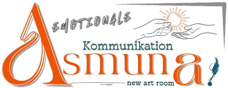 Logo von AsmunA – emotionale Kommunikation mit Händen, die eine Sonne weitergeben